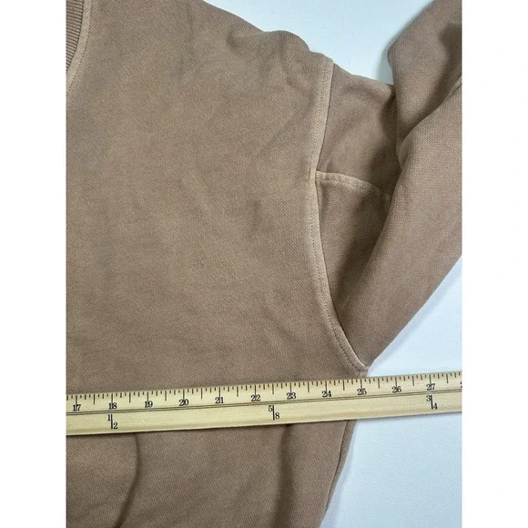 Aerie Women's XS Tan Light Brown Cropped Oversized Double V-Neck Sweatshirt Boxy - Picture 9 of 9
